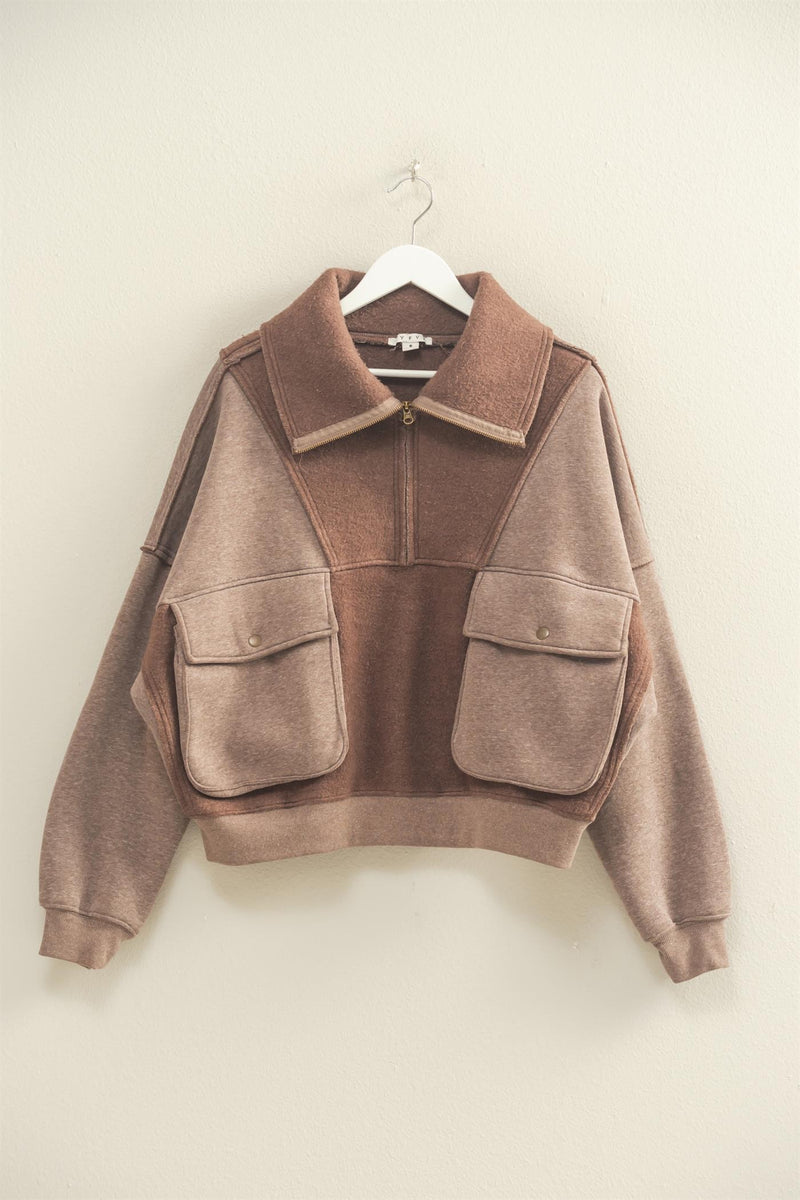 Mocha Fleece Oversized Pullover