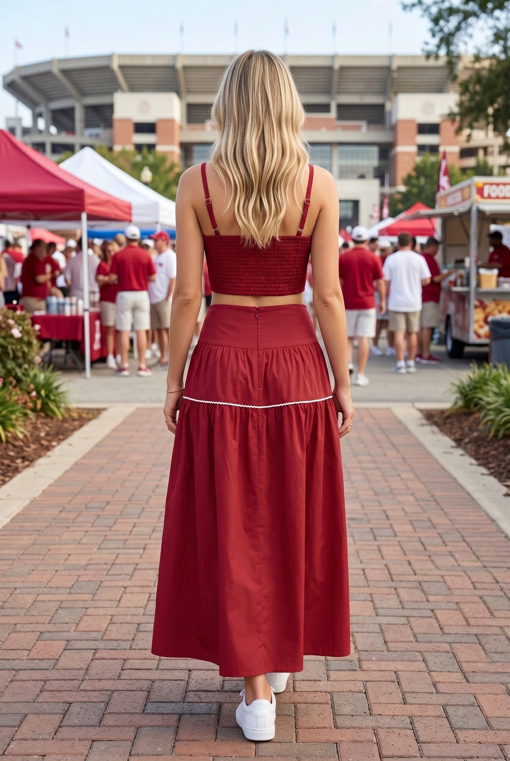 Red Crop Top and Maxi Skirt Set | Game Day Set – Kendry Collection