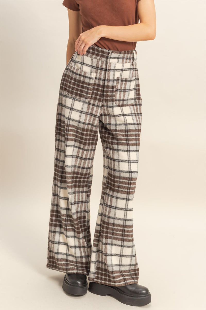 Plaid Wide Leg Pants
