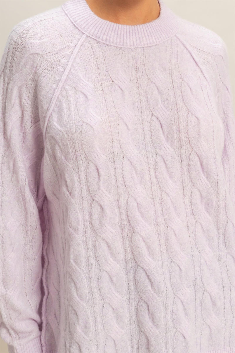Lilac Soft Oversized Cable Knit Sweater