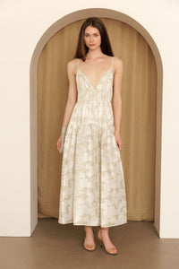 Mint Green Textured Floral Plissé Maxi Dress