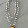 Gold Puffy Heart Pendant Pearl Necklace