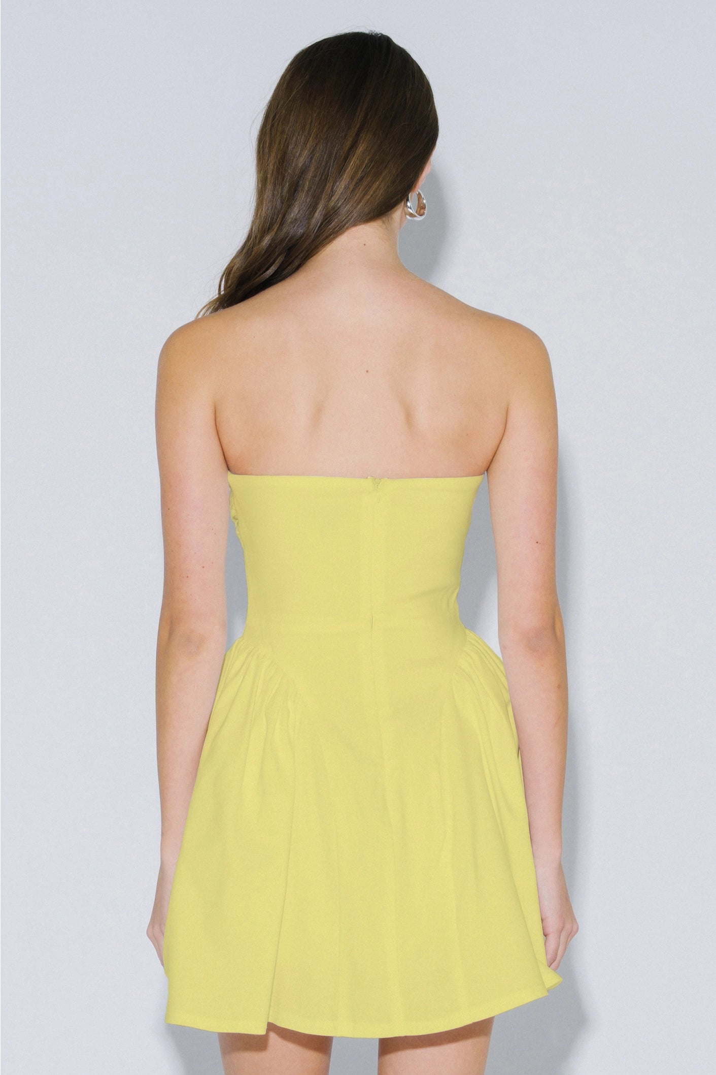 Strapless Mini Dress With Side Pleats