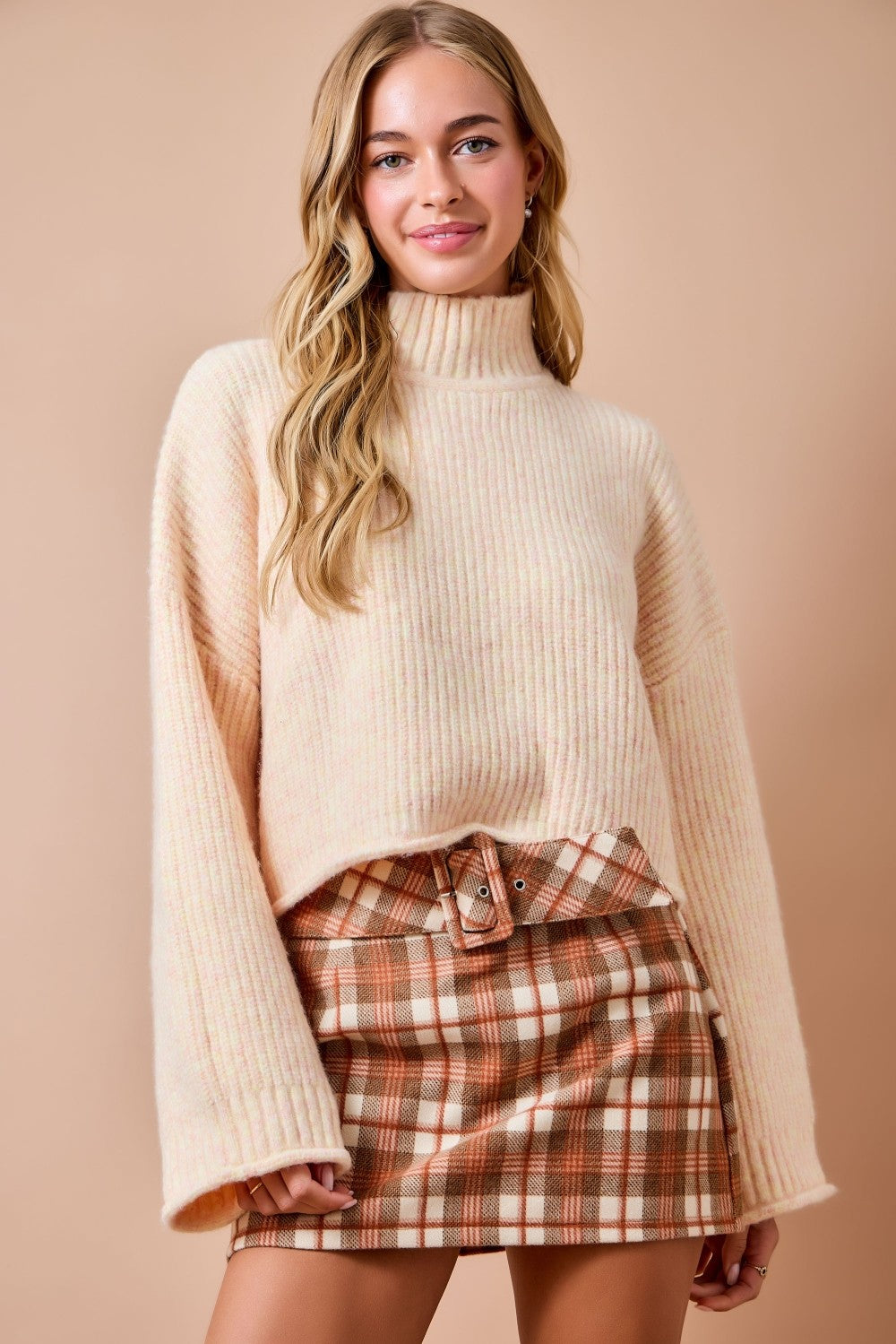 Plaid Belted Mini Skort