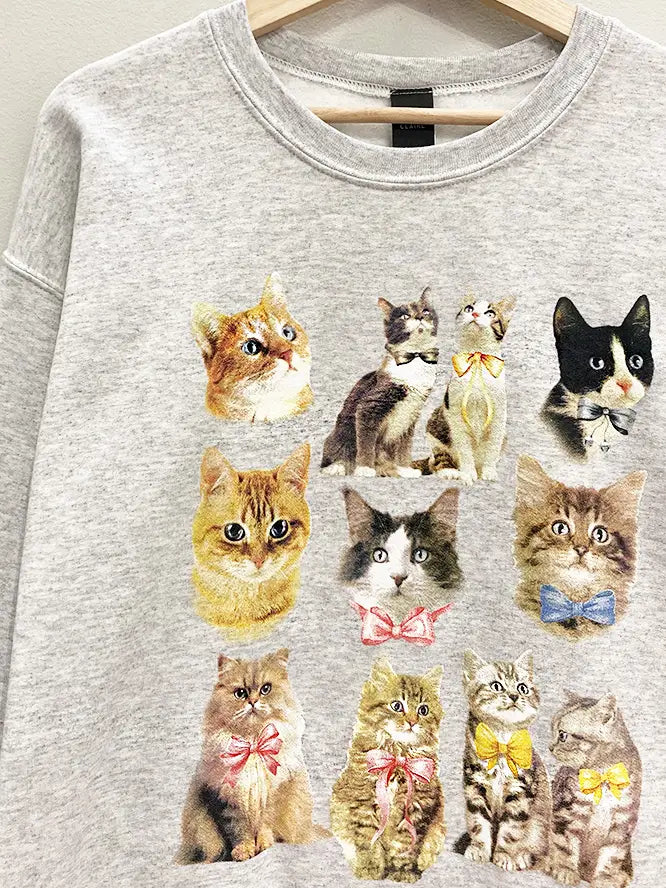 Grey Cats Crewneck Sweatshirt