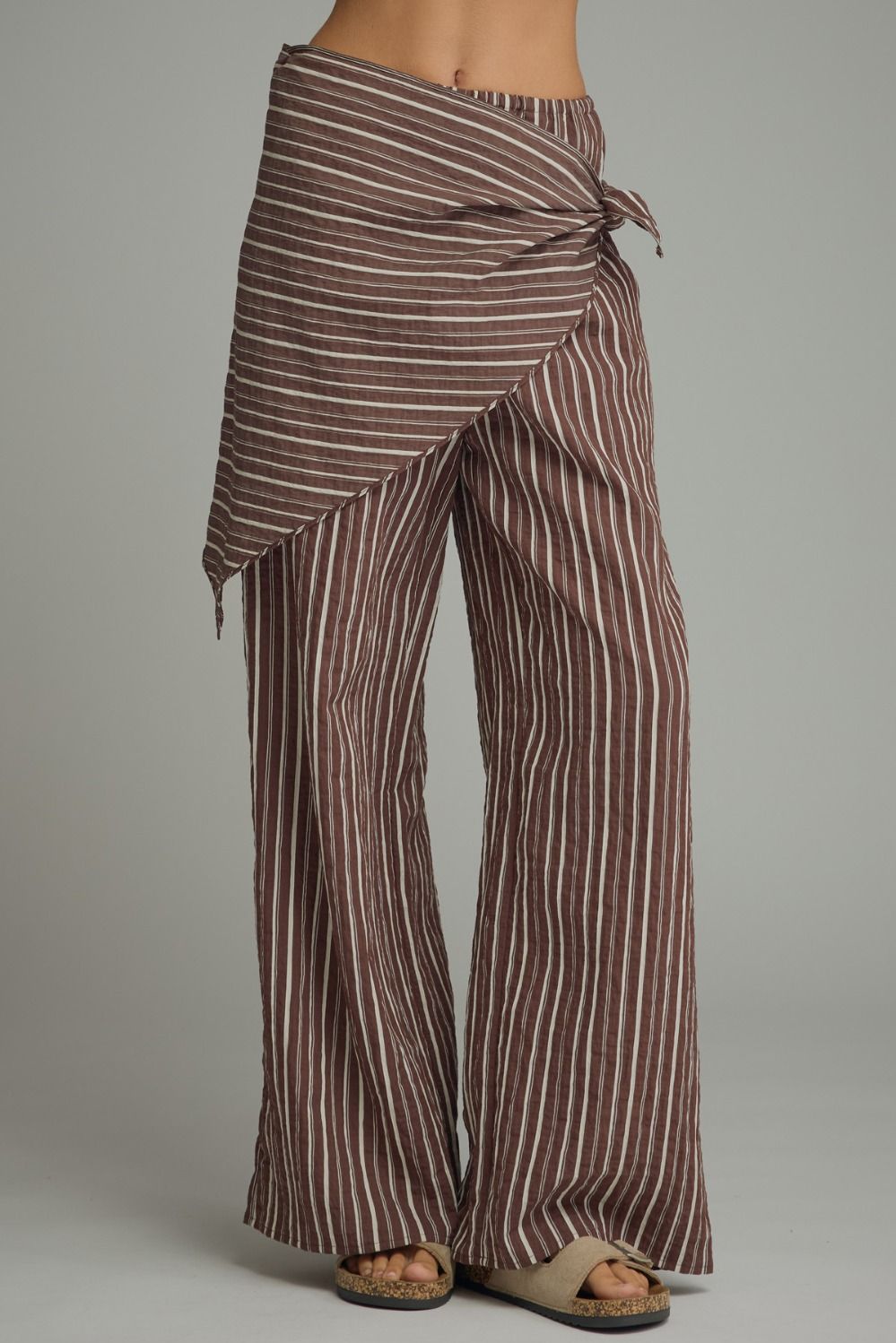 Brown Striped Scarf Trousers