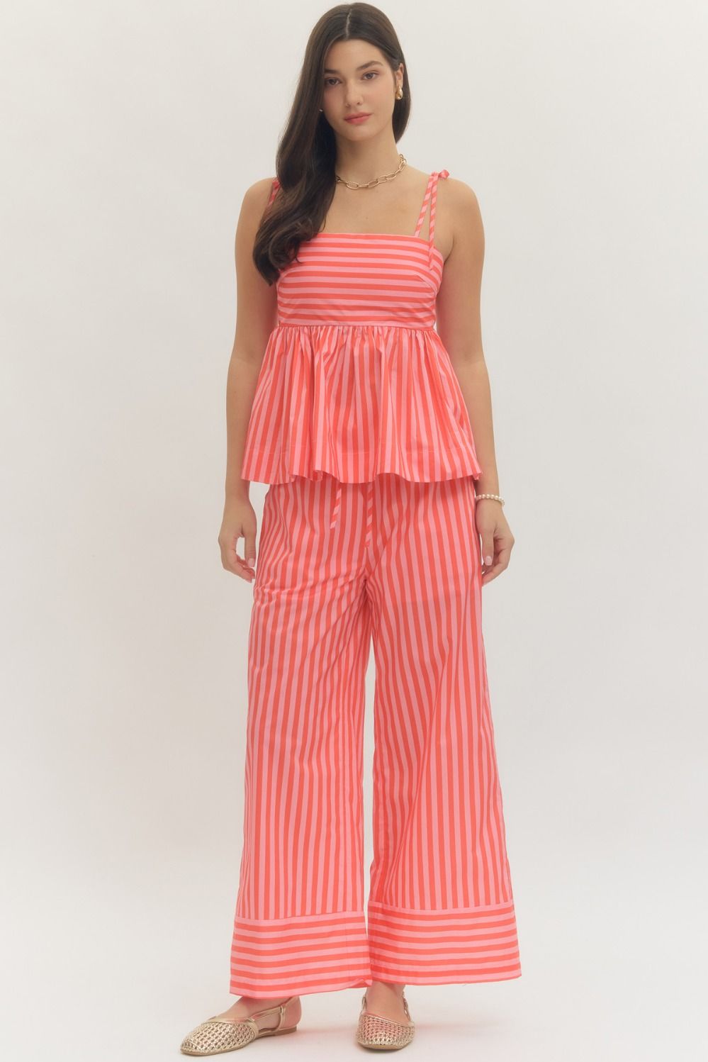 Pink Striped Wide Leg Pants and Tank Top Set - Kendry Collection Boutique