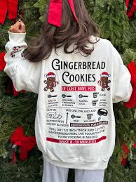 Cream Embroidered Gingerbread Cookie Recipe Sweatshirt