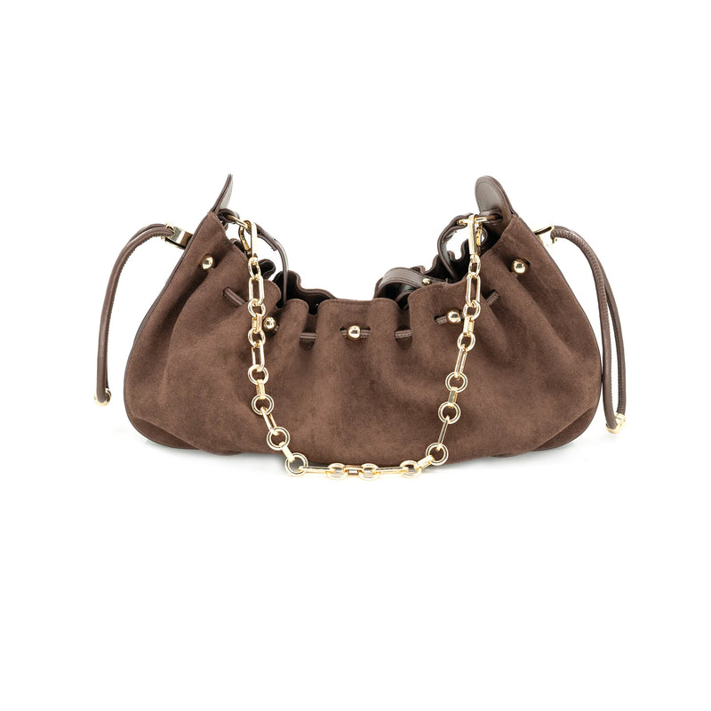 Ophelia Dark Brown Suede Shoulder Bag