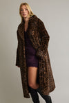 Leopard Print Faux Fur Long Coat