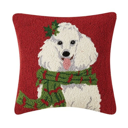 Poodle Dog Christmas Needle Point Pillow