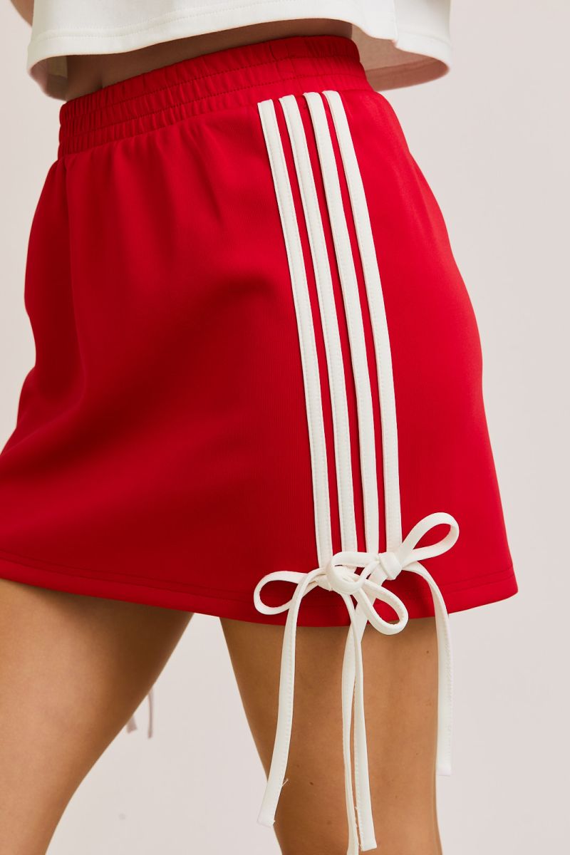 Red Bow Detail Track Mini Skort