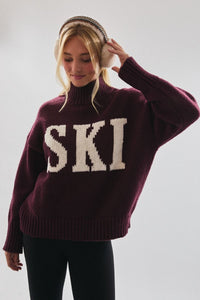 Wine Red Apres Ski Mock Neck Sweater