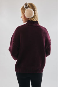 Wine Red Apres Ski Mock Neck Sweater