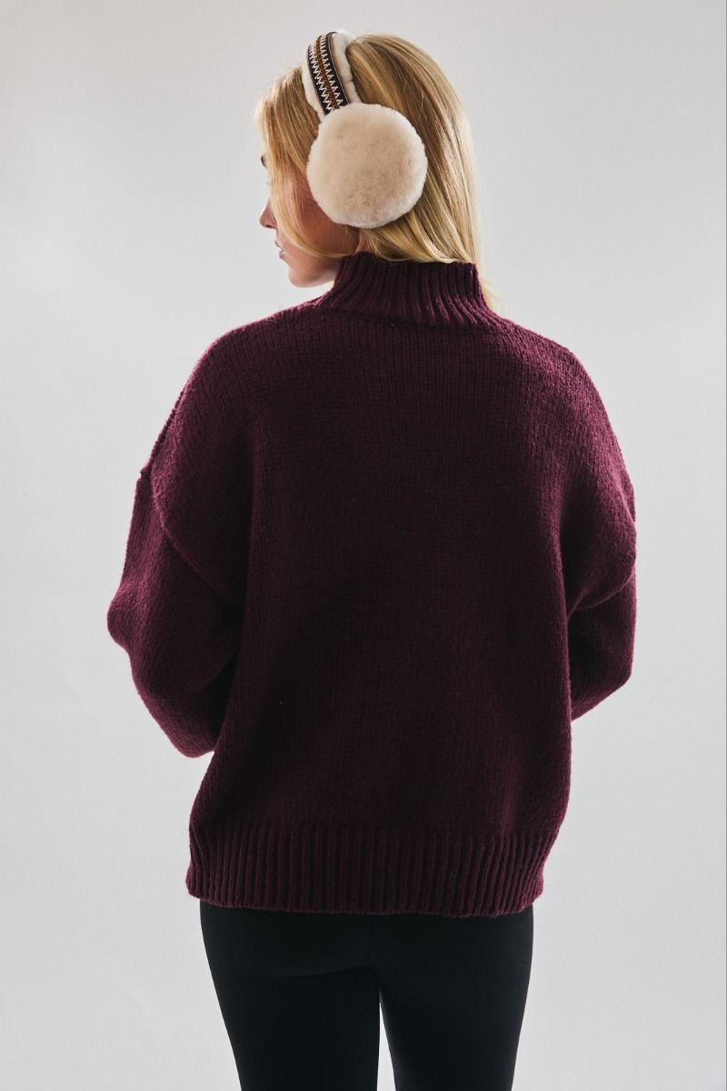 Wine Red Apres Ski Mock Neck Sweater