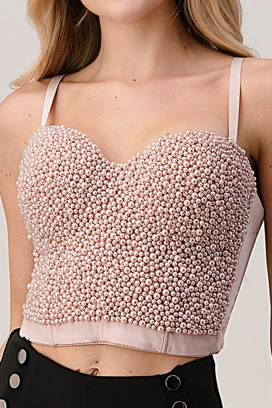 Pink Pearl Embellished Push Up Corset Top