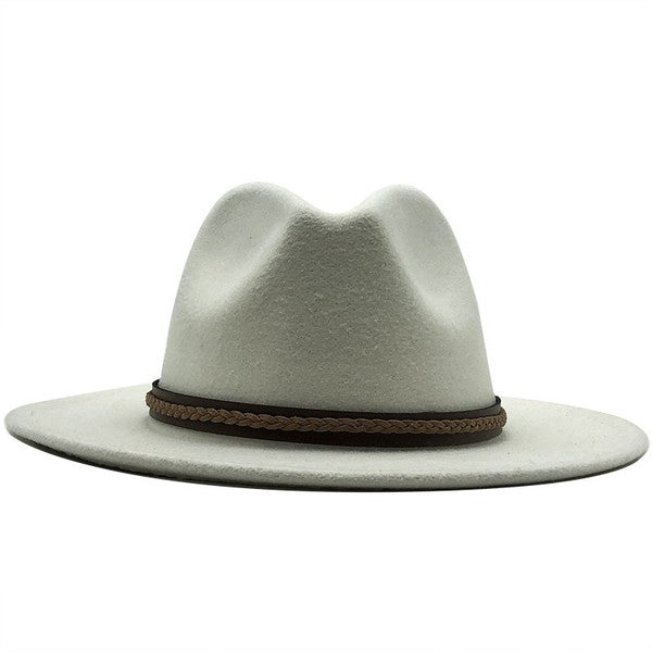 White Panama Hat With Leatherette Belt