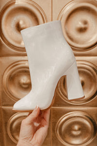 Warning White Faux Leather Booties