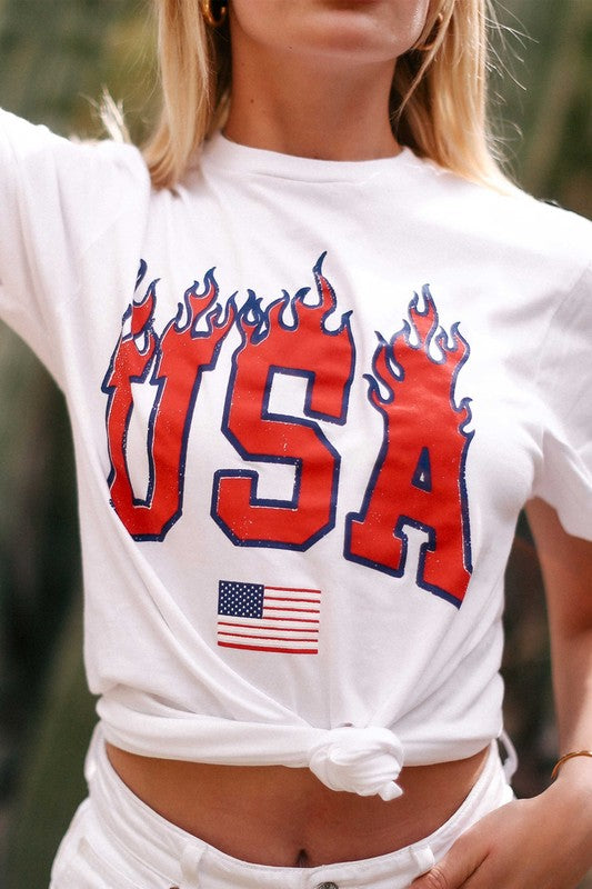 USA Flame Graphic Tee