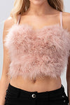 Dusty Pink Feather Cropped Top