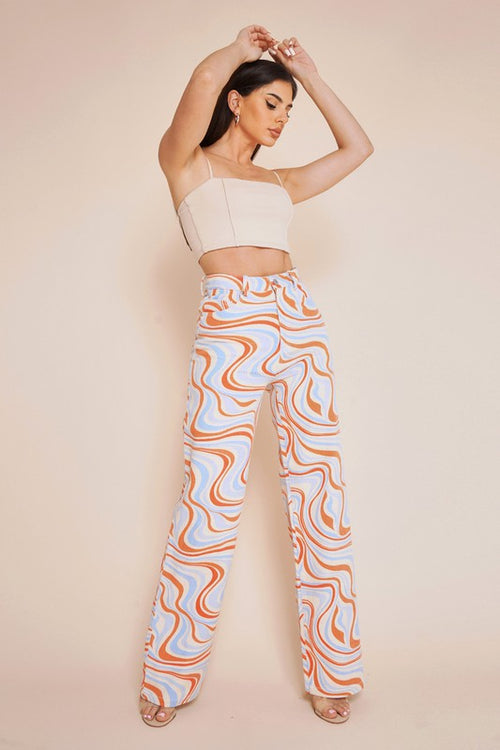 Blue Multicolor Straight Leg Jeans