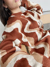 Rust Wavy Pattern Knit Sweater
