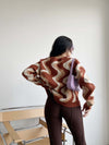 Rust Wavy Pattern Knit Sweater
