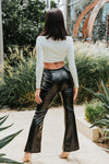 Front Zipper Faux Leather Pants