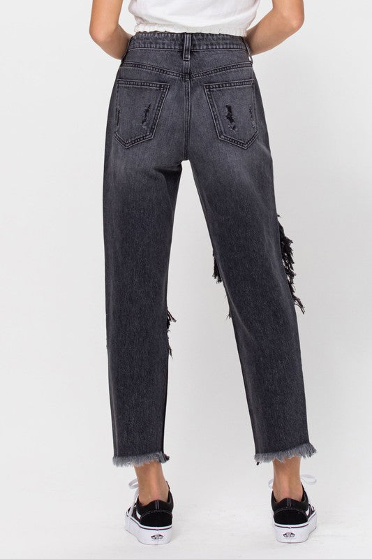 Ari Black Destroyed Boyfriend Jeans