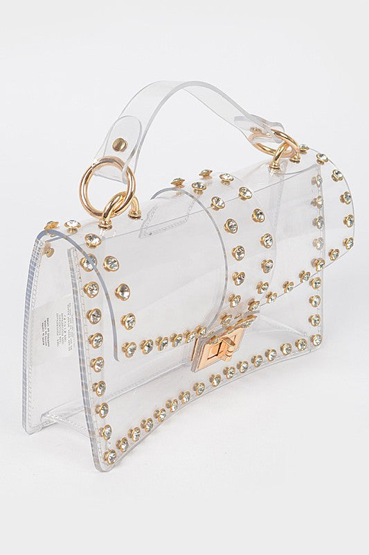 Studded Rhinestone Clear Crossbody Bag