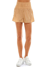 Smocked High Waisted Athletic Shorts