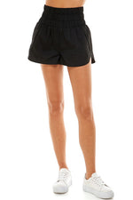 Smocked High Waisted Athletic Shorts