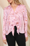 Pink Marble Pattern Button Down Blouse