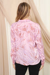 Pink Marble Pattern Button Down Blouse