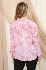 Pink Marble Pattern Button Down Blouse