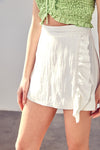 Ivory Ruffle Wrap Skort