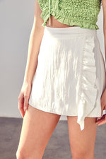 Ivory Ruffle Wrap Skort