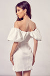 White Puff Sleeve Off The Shoulder Dress