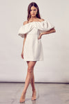 White Puff Sleeve Off The Shoulder Dress