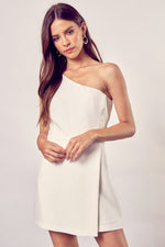 White One Shoulder Romper Dress