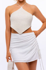 White Ruched Side Mini Skirt