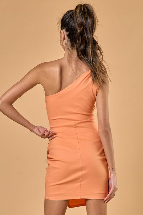 Neon Orange One Shoulder Mini Dress