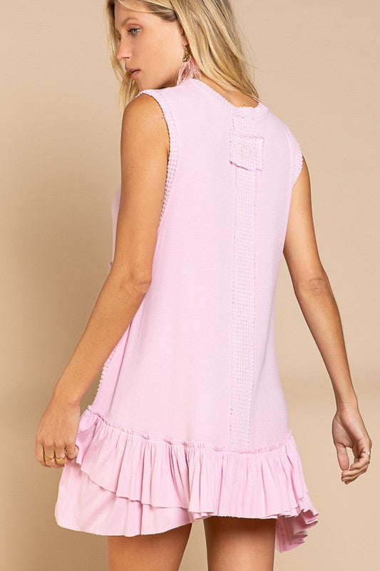 Baby Pink Thermal Ruffle Dress