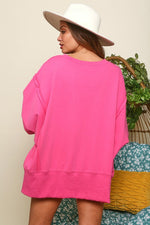 Hot Pink Oversized Pullover Sweatshirt