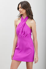 Orchid Purple Halter Neck Mini Dress