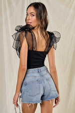 Black Shoulder Tie Bodysuit