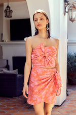 Pink And Orange Floral Tube Top