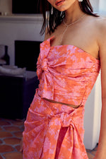 Pink And Orange Floral Tube Top
