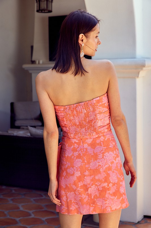 Pink And Orange Floral Tube Top