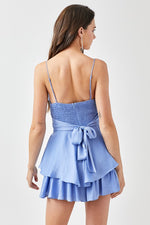 Periwinkle Cowl Neck Romper Dress